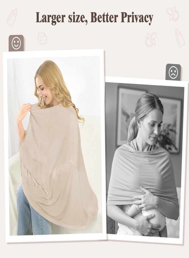 Basumee Nursing Cover for Breastfeeding Full Privacy Soft Breathable Mesh Breastfeeding Cover Multi-Use Breast Feeding Covers for Women Moms Baby Feeding Privacy Nursing Covers, Oatmeal - Image 4
